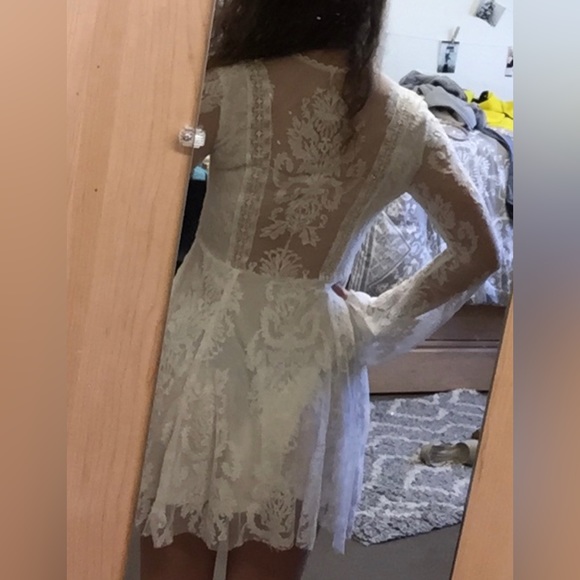Free People Long Sleeve Lace Dress in White - Picture 13 of 14